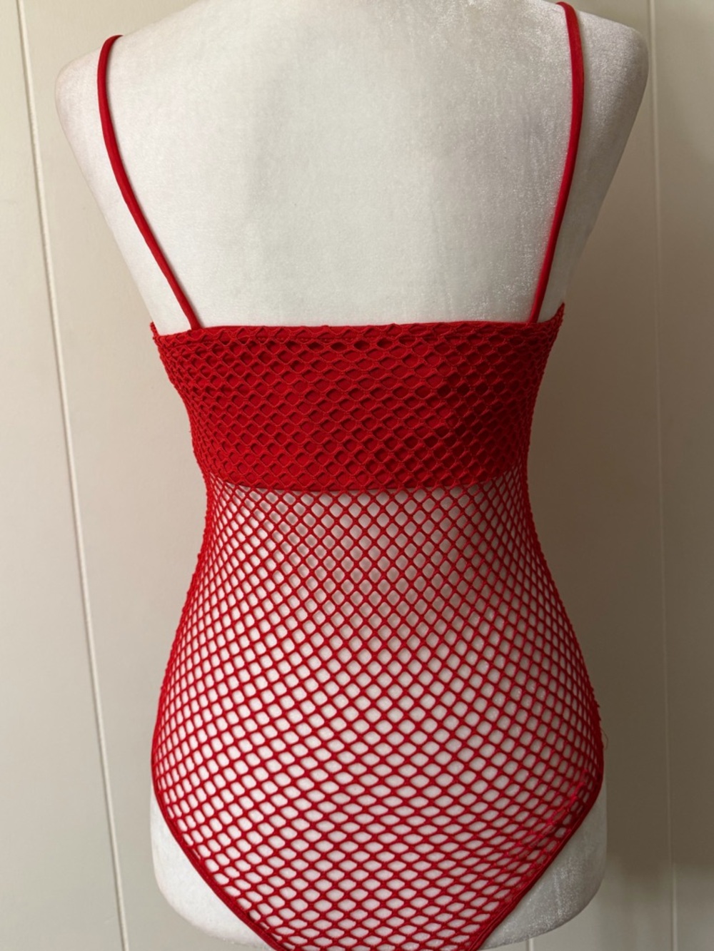 Mistress Rocks "Assume" Red Mesh fishnets cut-Out edgy Bodysuit Medium - Picture 4 of 10